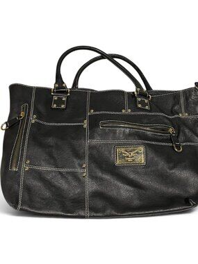 Guia's 1964 Italian black leather tote bag large Women's Travel Core Euro